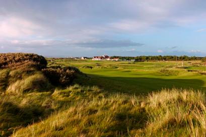 Looking back at clubhouse at 10th tees, Western Gailes Golf Club